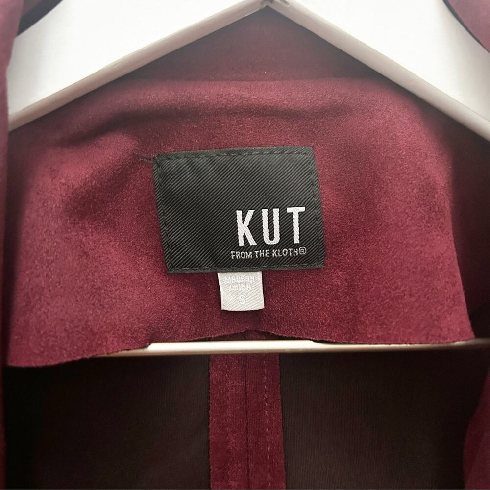 KUT FROM THE KLOTH Maroon Draped Moto Jacket Size S - Picture 3 of 8